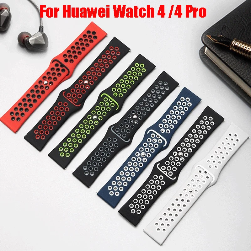 

Ремешок силиконовый для Huawei Watch 4, мягкий спортивный двухцветный быстросъемный Воздухопроницаемый браслет для Huawei Watch 4 Pro