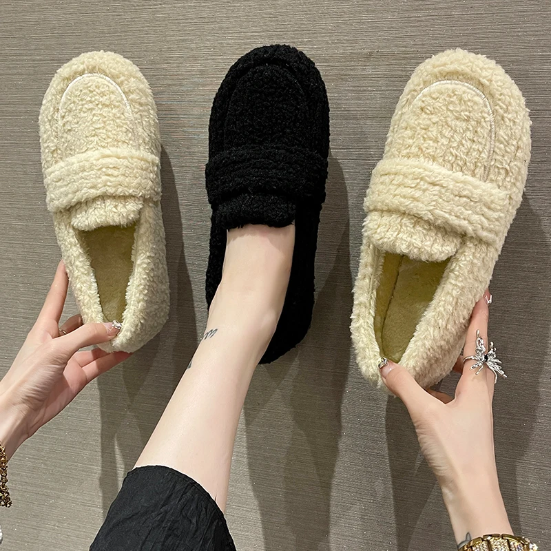 

Moccasin Shoes Slip-on Women Shallow Mouth Round Toe Casual Female Sneakers Soft Modis Flats Loafers Fur Moccasins Slip On Comfo