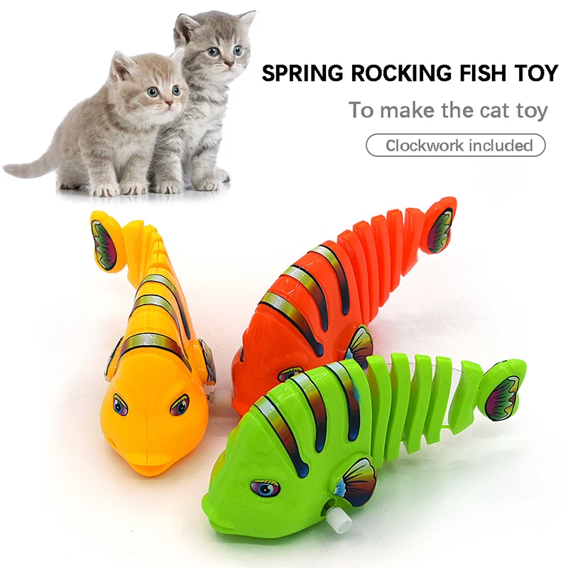 

Pet Cat Toy Spring Swing Clockwork Fish Pp Plastic Interactive Funny Pet Decompression Toy Clownfish