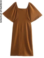 pailete women 2022 fashion asymmetric hem flowing midi dress vintage square collar balloon sleeve female dresses vestidos