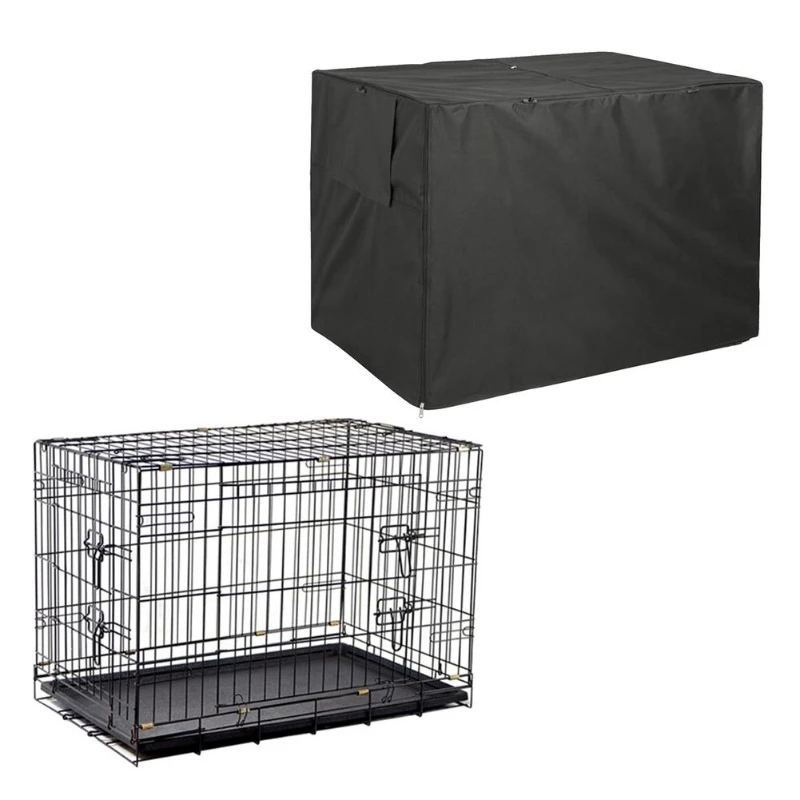 

Practical Dog Crate Cover Oxford Cloth Pet Kennel Cover Universal Fit For All Kinds Of Inches Wire Dog Crate Black