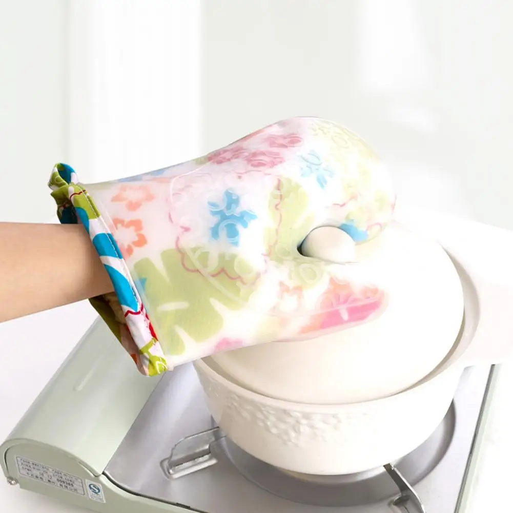 

1Pc Fashion Baking Glove with Loop Silicone Oven Glove Butterfly Print Microwave Glove Bakery Supplies Oven Glove