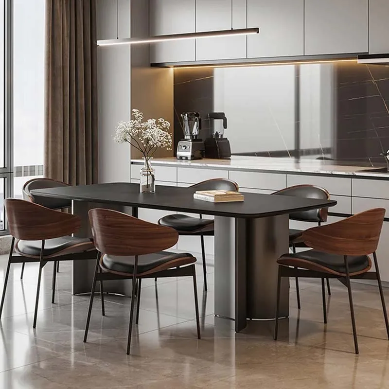 Металлический черный обеденный стол прямоугольный итальянский современный для