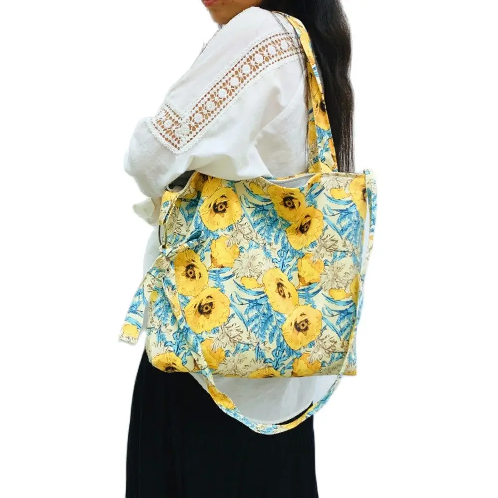 

Fashion Floral Women Shoulder Bag Cotton Cloth Bag Shopping Bag Large Capacity Canvas Bag Crossbody Style Lady Tote Bags