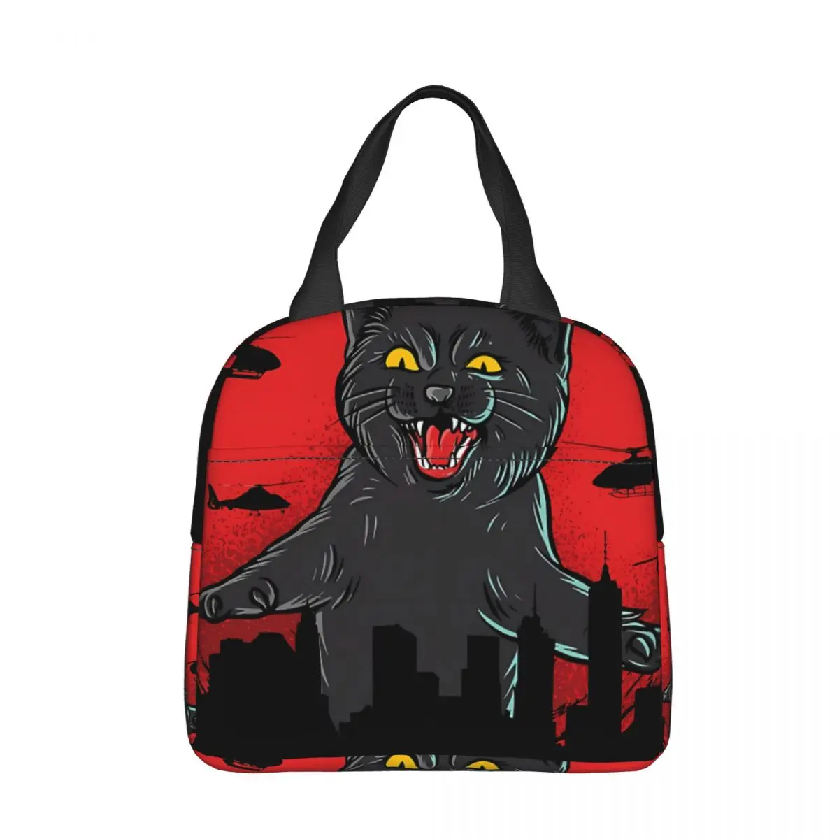 

Red Catzilla Portable Lunch Bag Catzilla Monsters Kitten Ice Cooler Pack Insulation Picnic Food Storage Bags