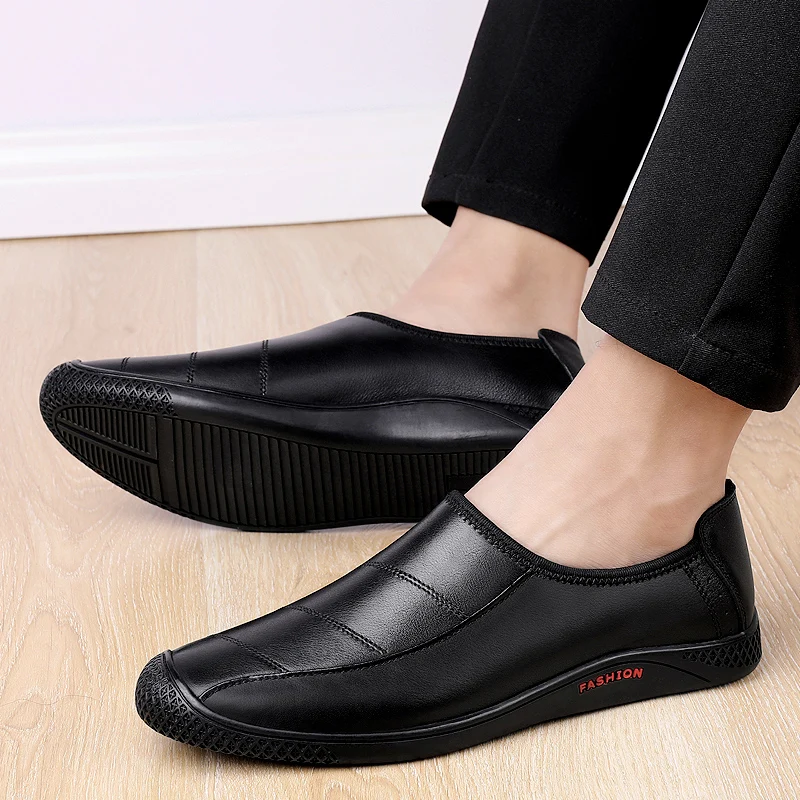

Genuine Leather Casual Shoes Men Spring and Autumn Slip-on Loafers Soft British Style Luxury Quality Moccasins Business Shoes