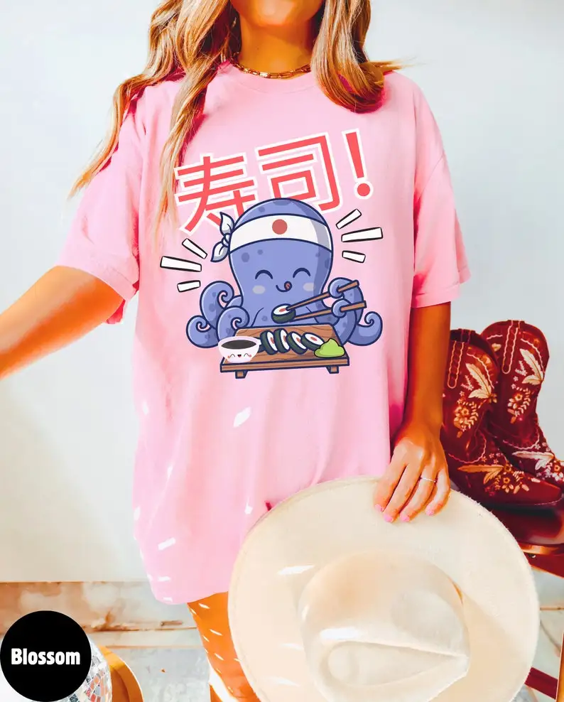 Рубашка для суши осьминог Японская уличная одежда кавайная рубашка японская