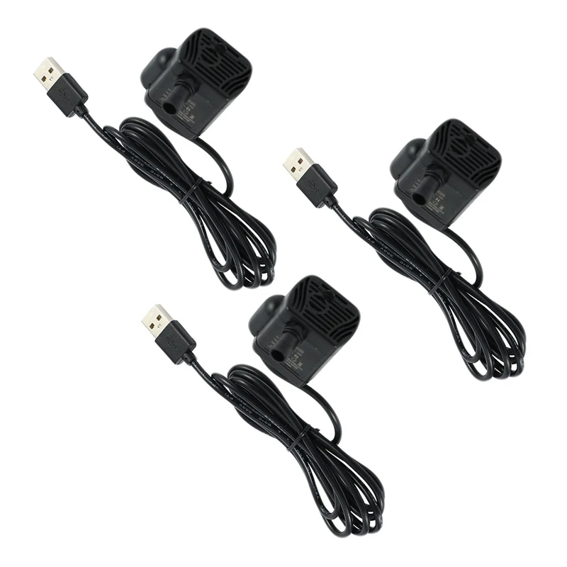 

3X Ultra-Quiet Mini Brushless USB Water Pump 5V 70Cm Submersible Fountain Aquarium Circulating