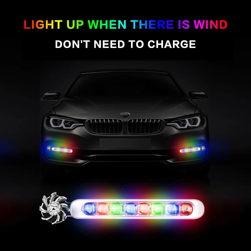 

2pcs Car Wind Energy Daytime Running Light No Need External Power LED Decorative Ambient Lamp Signal Headlight Waterproof 12V