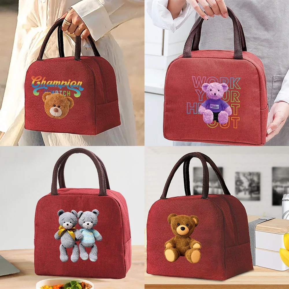 

Insulated Lunch Bag for Women Portable Cooler Tote Hangbag Container Picnic Thermal Food Ice Pack Storage Lunchbox Bear Series