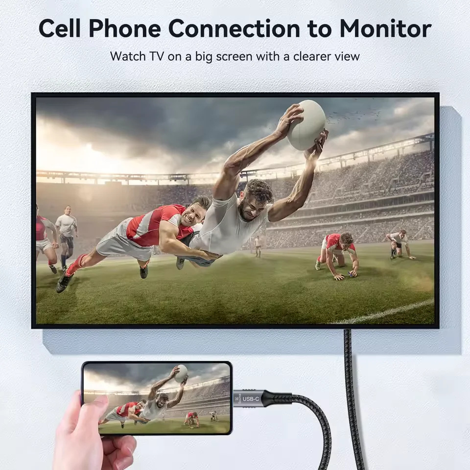 Фото 8K@60 Гц USB C-HDMI-совместимый кабель 4K@120 Гц Тип C-HDMI 2.1 Шнур для ТВ-конвертера Thunderbolt 3/4 MacBook, iPad, Samsung №5