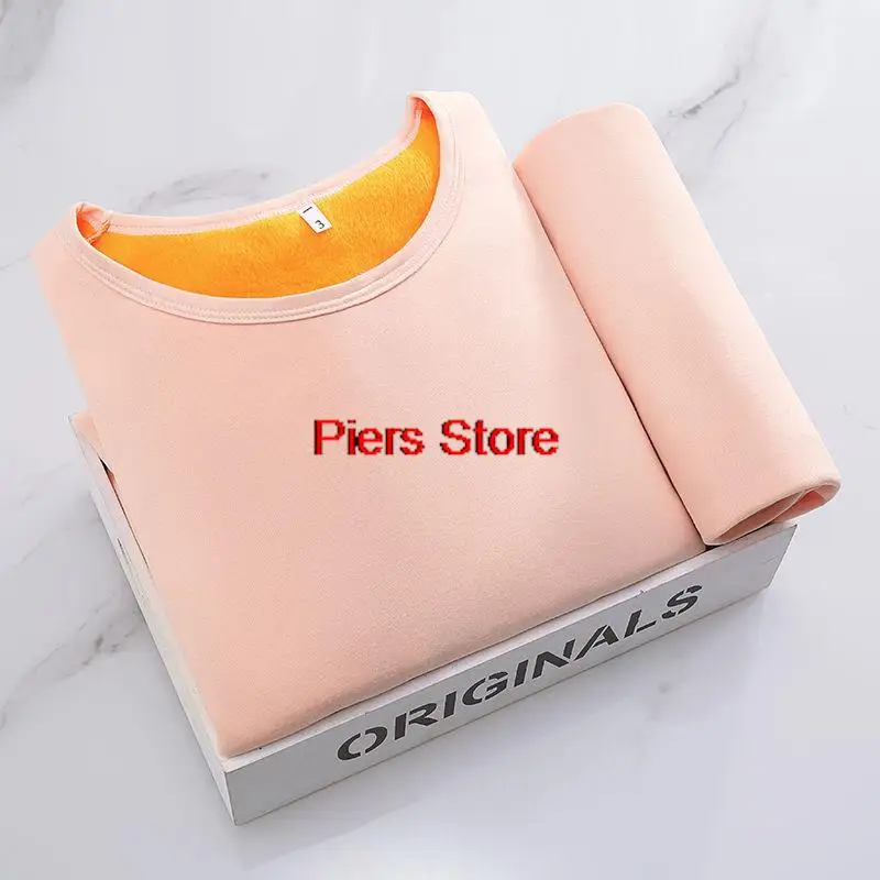 Thermal Underwear Women's Thick and Velvet Mid-high Neck Wool Fleece To Keep Warm Tops Body Tights Autumn Clothes Cotton Winter