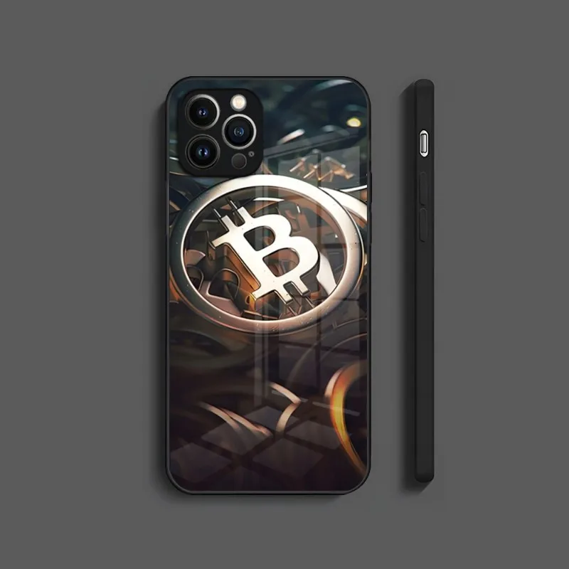 I Love Accept Bitcoin BTC Phone Case Tempered Glass For IPhone 13 Mini 12 11 14 Pro Max X XR XS 8 7 6s Plus SE 2020 Back Cover images - 6