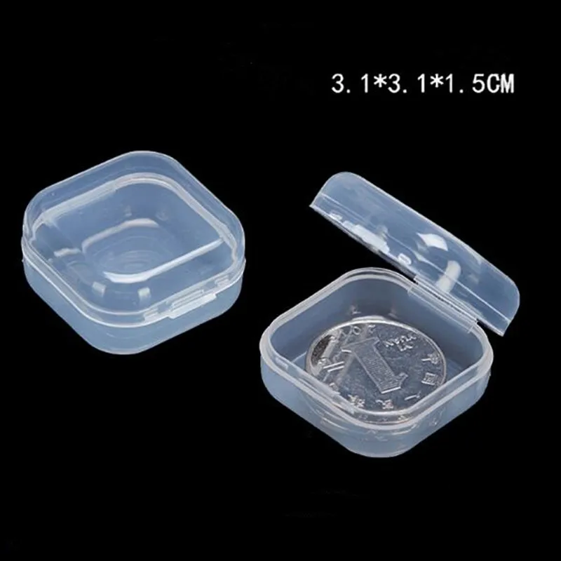 

50pcs 3.1x3.1x1.5cm Small Plastic Storage Box for Jewelry Beads Earring Jewelry Container Transparent Square Box Case Container