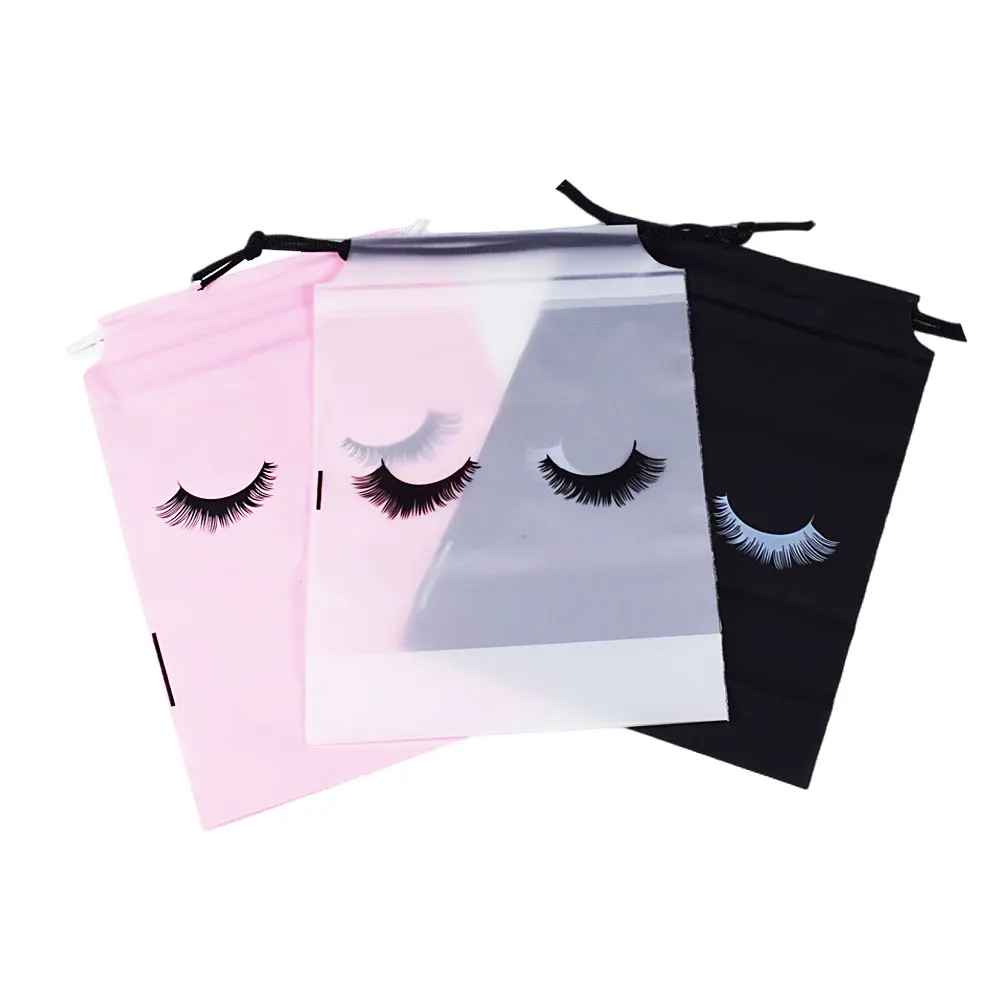 5Pc Eyelash Aftercare Bag Eyelash Plastic Makeup Bag Travel Portable Drawstring Cosmetic Pouch Toiletry Lash Extension Supplies