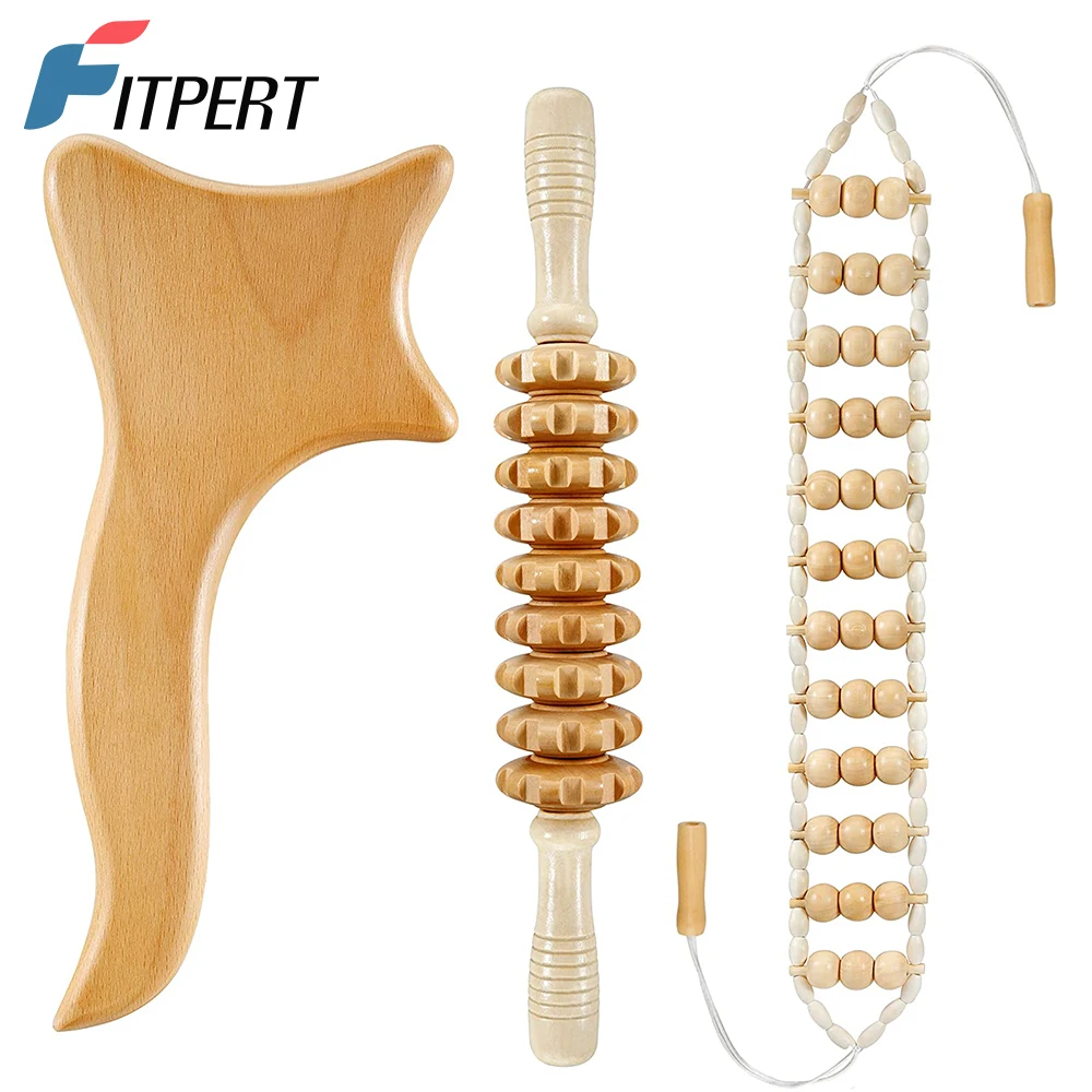 

Wood Therapy Massage Tools Maderoterapia Kit Wood Massage Roller Rope Tools Kit Body Sculpting Tools for Relax Muscles