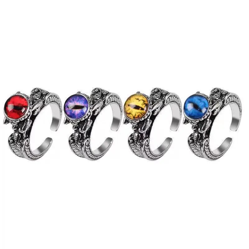 

SALONGFANG 2023 New Retro Jewelry Rings Gothic Rings Unisex Punk Skull Rock Hip Hop Adjustable Gift Jewelry Evil Eye
