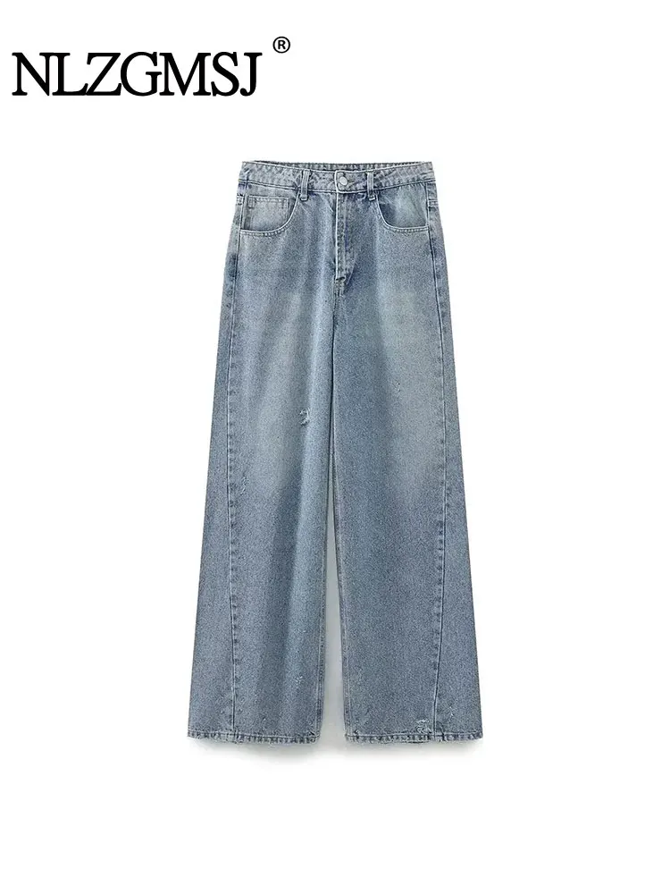 

Женские джинсовые брюки с широкими штанинами, на молнии