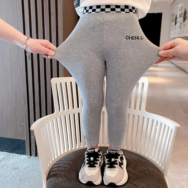 Spring Girls Letter Leggings Kids Sweatpants 0-6Y Young Child Casual Clothes Autumn Baby Solid Skinny Trousers Thin Tights Pants
