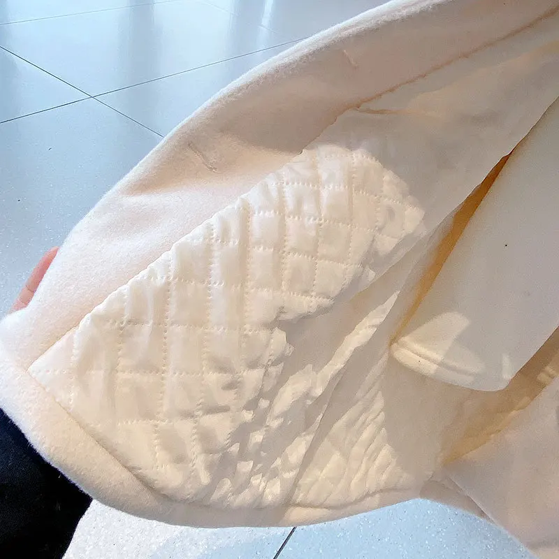 Пальто для девочек зимнее теплое шерстяное однобортное пальто с бантом модная