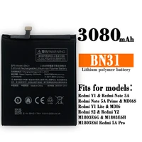 100 original phone battery for redmi note 5a prime s2 battery xiaomi mi 5x a1 mi5x bn31 replacement bateria 5a pro y1 mia1 lite