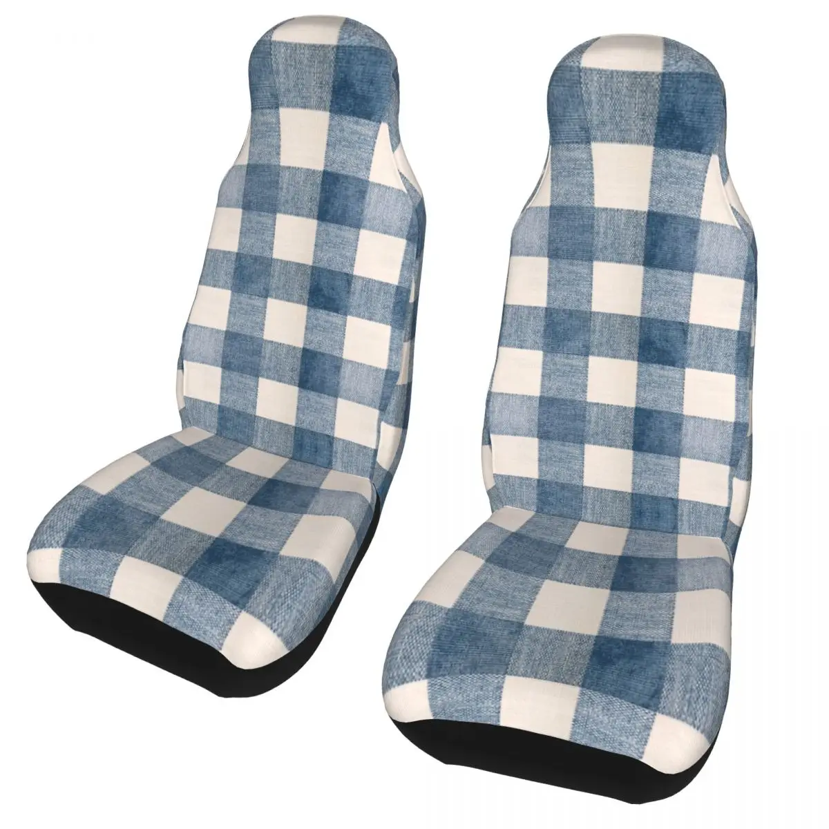 

Blue Gingham Plaid Country Universal Car Seat Cover Four Seasons Women Seat Cushion/Cover Polyester Fishing