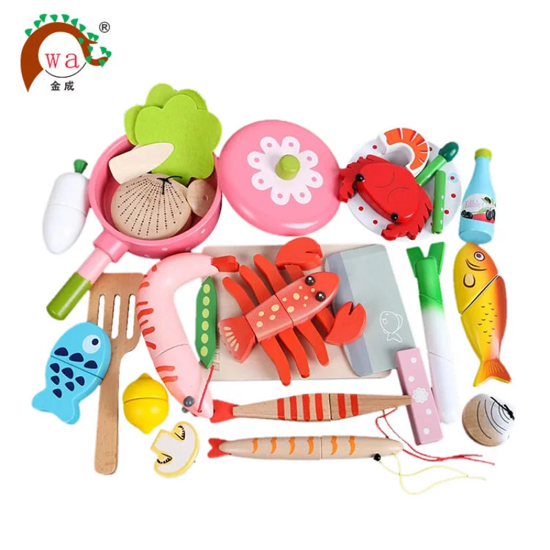 

Children Wooden Kitchen Toy Cutting Vegetable Fruit Pretend Play Toy with Magnet for Cooking Early Learning Educational Toy Gift