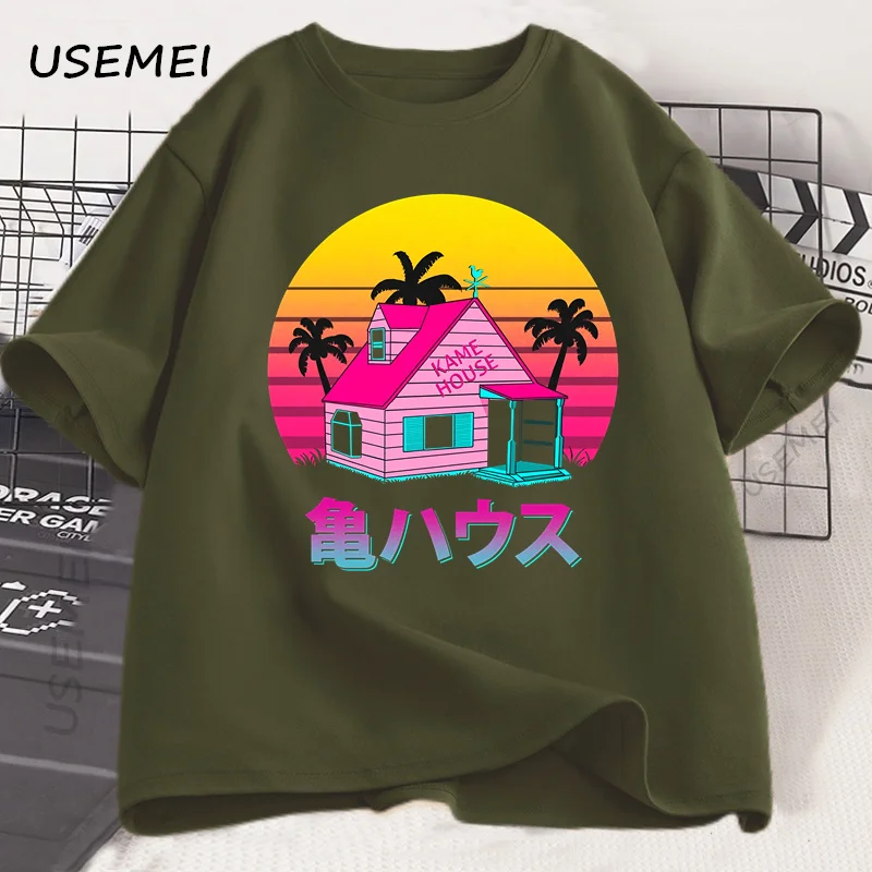 Фото Футболка Kame House для мужчин и женщин, хлопковая футболка Master Roshi в японском стиле, повседневная футболка с короткими рукавами, футболка, мужская одежда №4