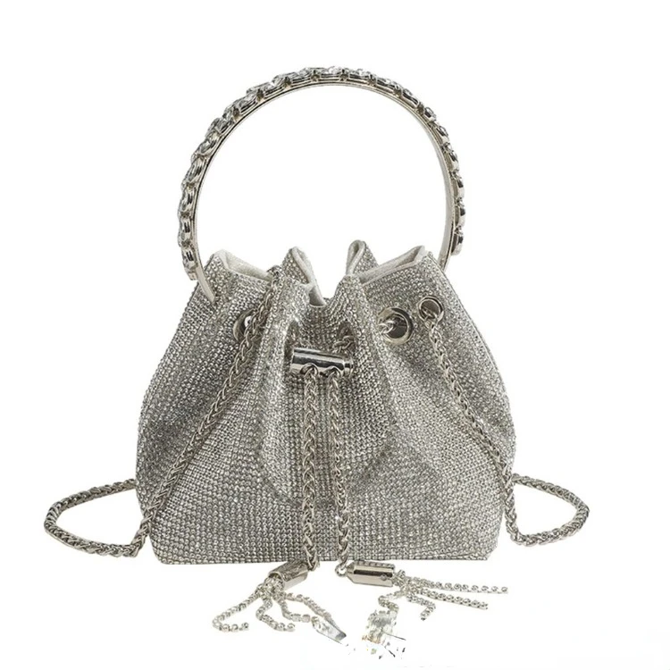 

Полностью Алмазная сумка-мешок, женская сумка, новинка 2023, Высококачественная текстурная Портативная сумка-мессенджер на одно плечо с цепочкой и бриллиантами, банкетная сумка