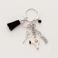 new zinc alloy barber tool key chain pendant cute cartoon key chain bag accessories fashion key chain