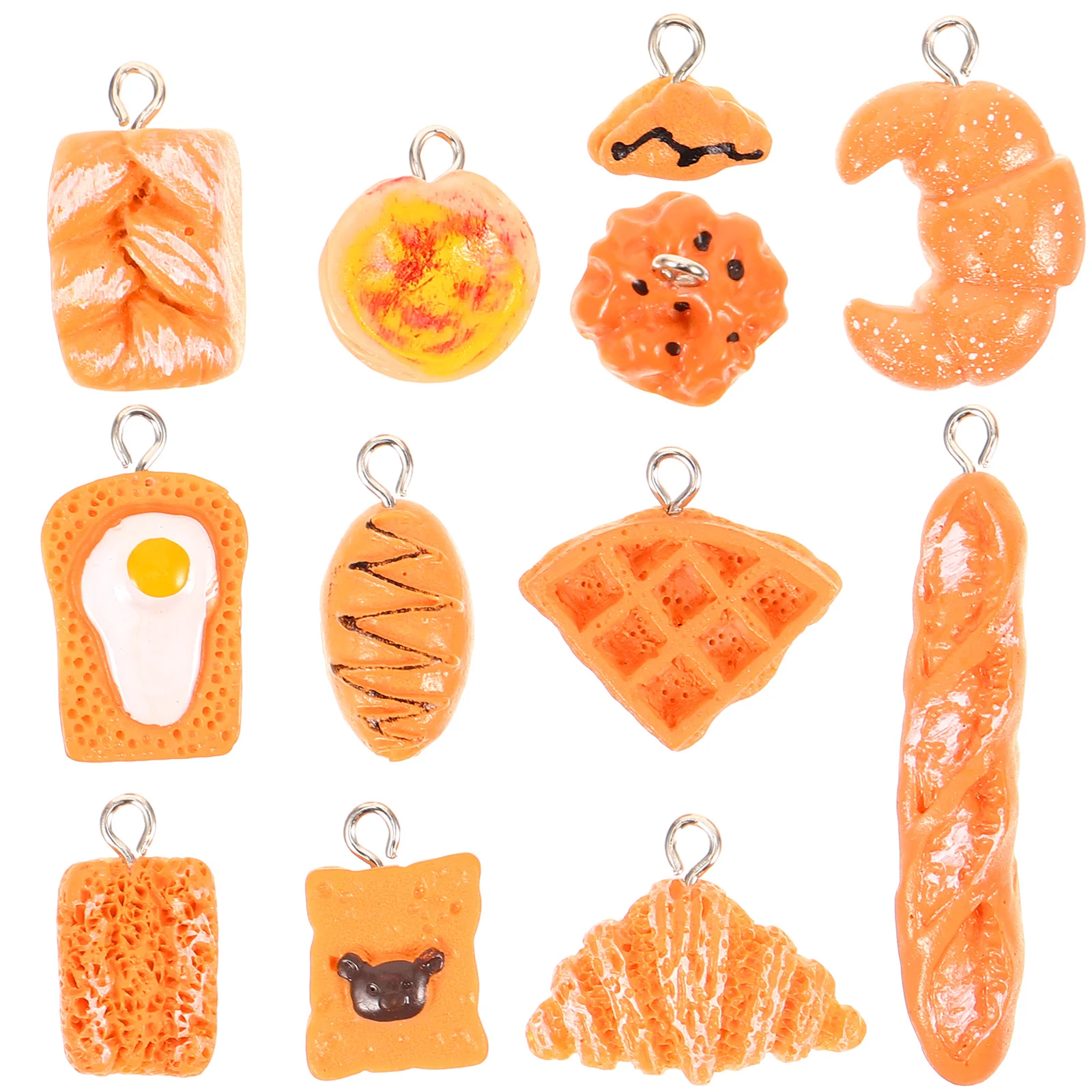 

12 Pcs Food Charms Keychains Fod Decor Cake Decorations Earring Jewelry Making Novelty Bread Resin