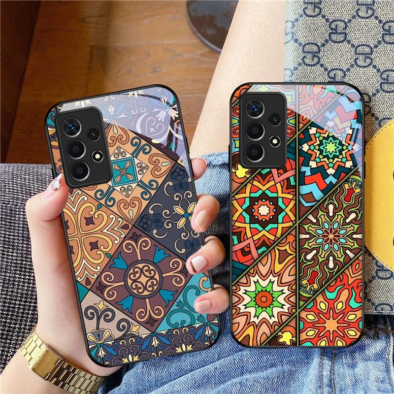 Цветочный чехол для Samsung A7 A8 2018 Galaxy A33 34 35 36 5G 41 50 51 52 53 54 55 71 73 80 90 S10 Lite Черный