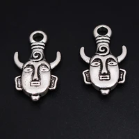 4pcs silver plated hip hop style wizard with horns double sided like pendant diy charm earring necklace jewelry crafts making