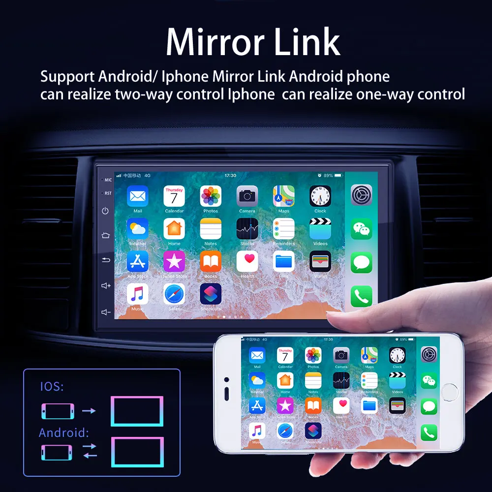 AMPrime 2din автомобильный радиоприемник Android 7-дюймовый MP5 мультимедийный плеер 2 Din
