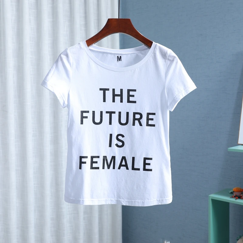 

Women's Clothing Round Neck Simple Short Sleeve White T-shirt Top Pure Cotton Summer Tees for Women 146-T122