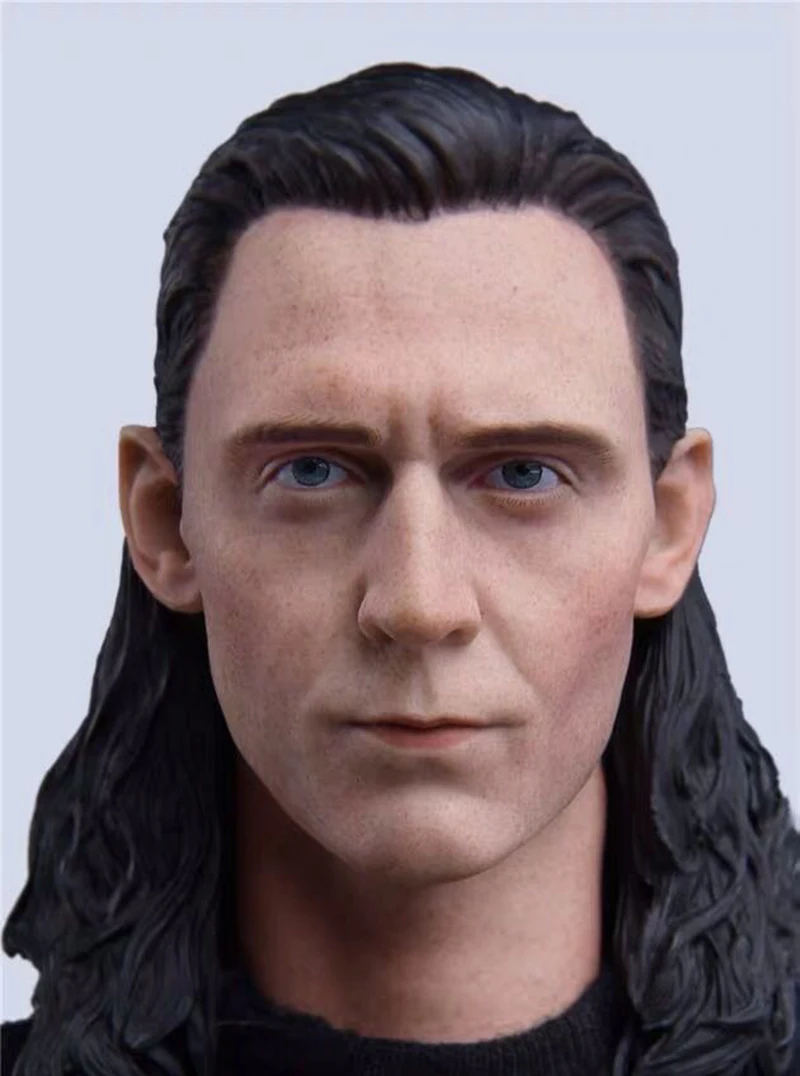 1/6 זכר גיבור לוקי טום Hiddleston ארוך שיער ראש פיסול גילוף עבור 12inch DIY אוסף