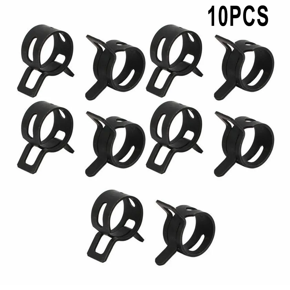 

10pcs Black Spring With Fuel Hose Clip Silicone Hose Reusable 5-16mm Hose Clip Lines Water Pipes Pipe Clamps Fasteners
