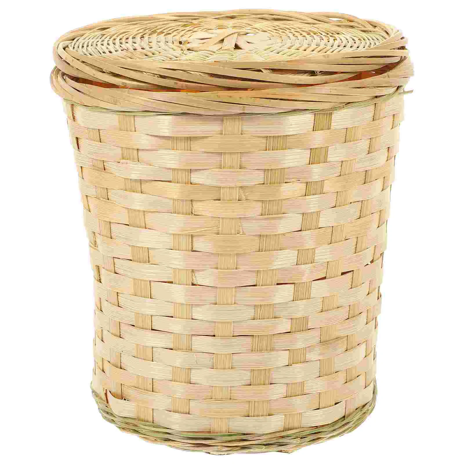 

Basket Woven Storage Egg Rattan Wicker Baskets Trash Can Waste Garlic Fruit Lid Holder Chicken Bin Bread Laundry Onion