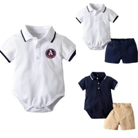 cotton newborn baby boy short sleeve preppy style romper infant polo shirt jumpsuit baby clothes set 0 24m