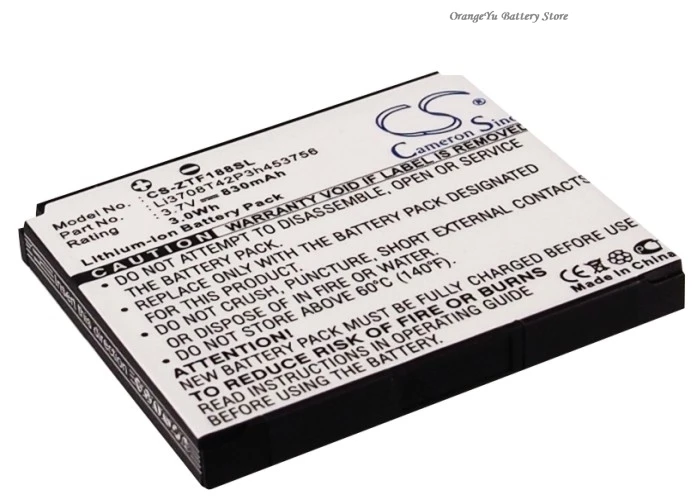 Оранжевый аккумулятор емкостью 830 мАч для ZTE F500 R200 R201 K80 D90 D90+ F188 F230 F233 D300 F852 F858 T870 T870m