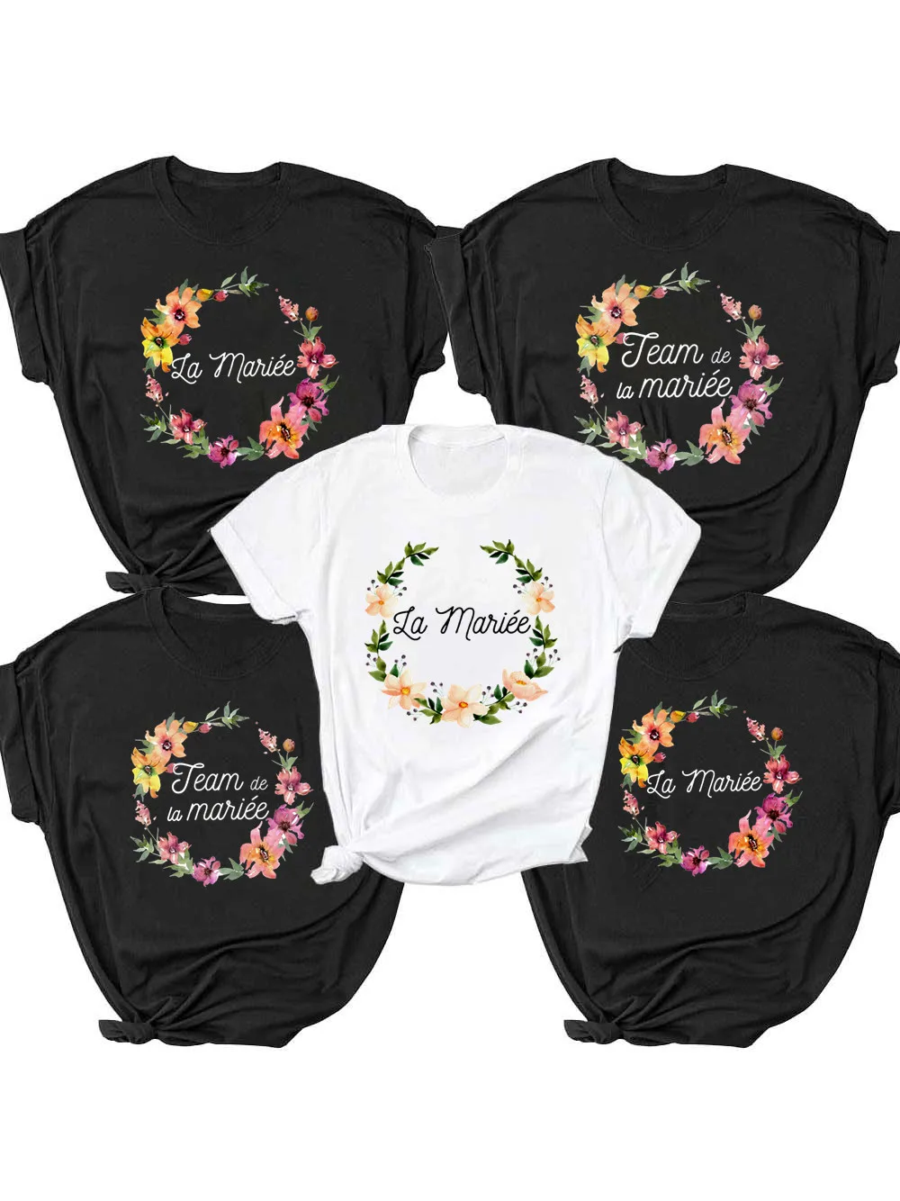 

Flower Team Bride To Be Squad Women T-shirts 2022 EVJF La Mariee Hen Party Bachelorette France Girl Wedding Female Tops Tees