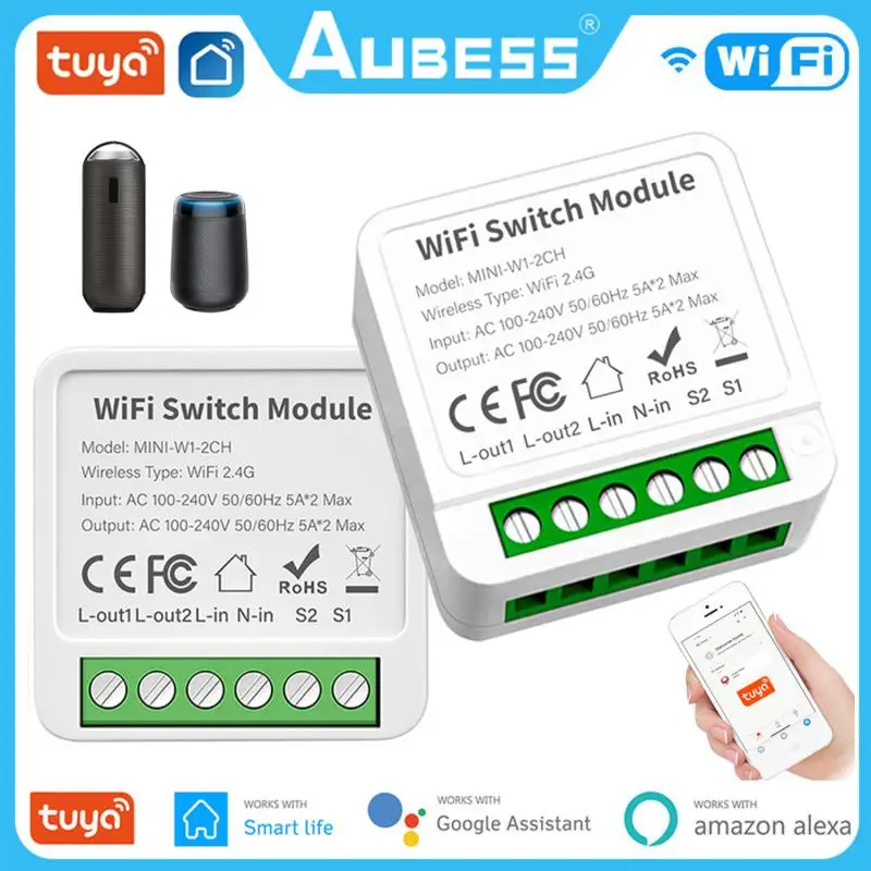 Умный мини-выключатель AUBESS 10А с поддержкой Wi-Fi