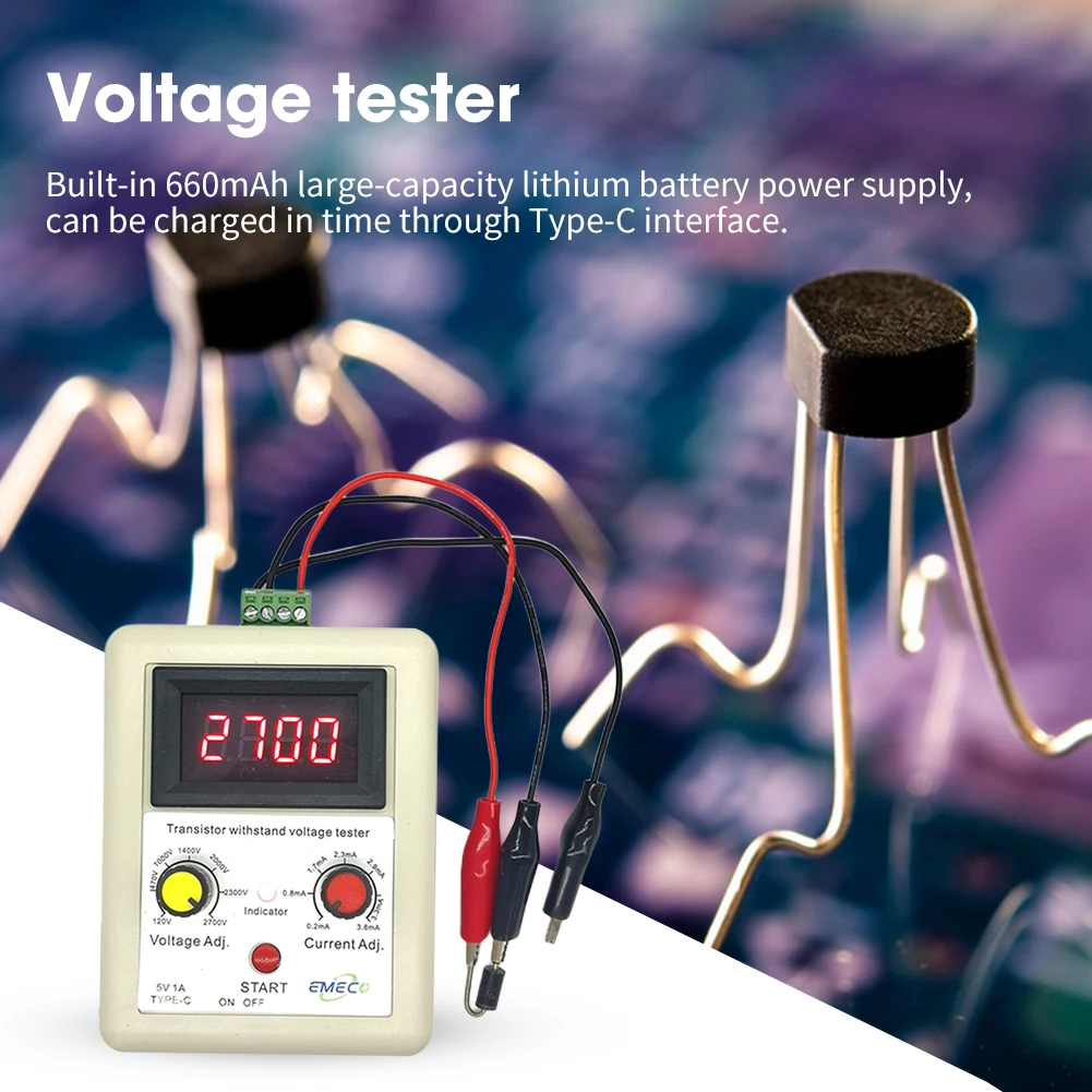 

110V-2600V IGBT Transistor Withstand Voltage Tester Digital Voltmeter Battery Voltage Capability Testing Tool with Test Pen