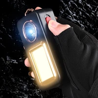 ledcob work light solar power portable flashlight with hook magnet outdoor solar panel camping light built in battery