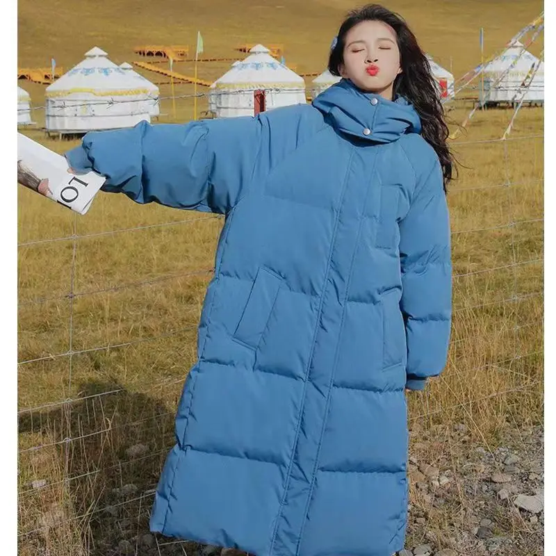 

2023 girls Winter Women Hooded Parkas X-long Jackets Casual Thick Warm Windproof Coat Female Outwear Long Streetwear Size 3XL