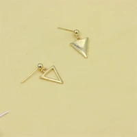zfsilver fine trend fashion plated gold triangle asymmetrical stud earrings silver 925 for women gifts charm jewelry party girl