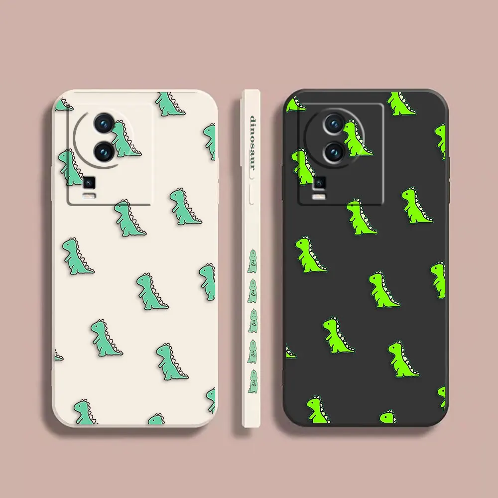 

Case For VIVO IQOO 5 7 8 9 10 11 Pro 5G Z6 Z7 NEO3 5 5S 6 7 Colour Simple Liquid Silicone Case Cute Little Cartoon Dinosaur
