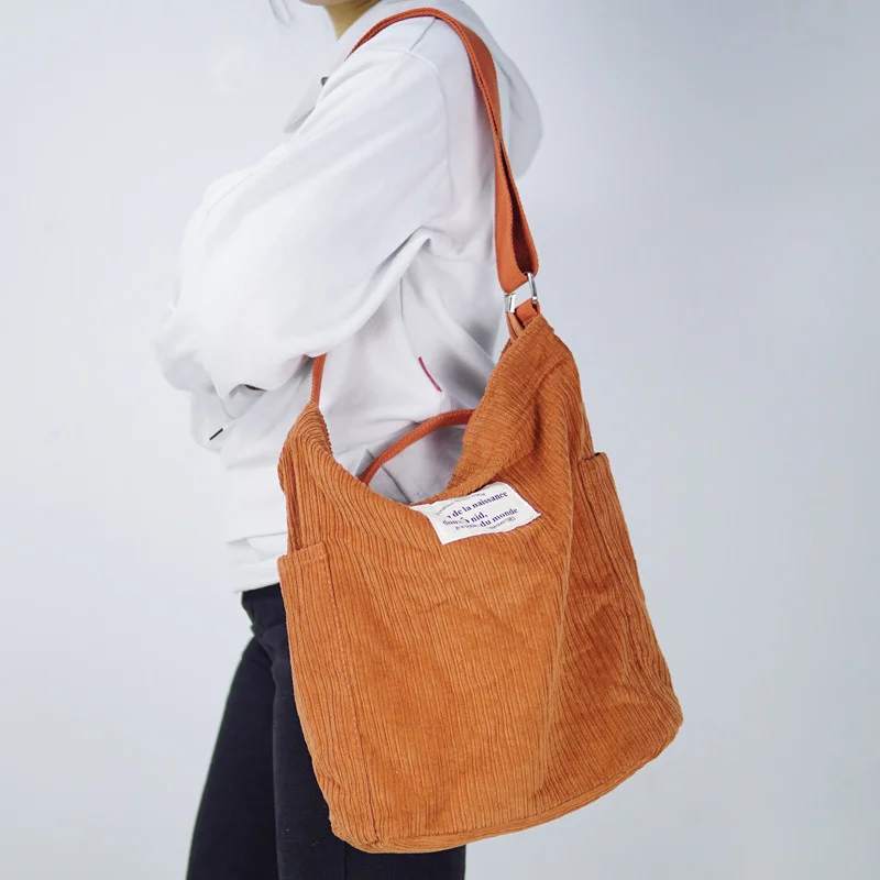 

Women Corduroy Crossbody Bags Large Capacity Shoulder Handbag Cloth Tote Bag Female Messenger-bags Ladies Simple Zipper Purses