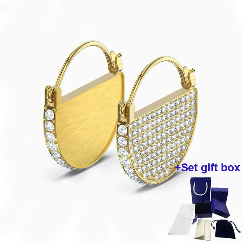 

S High Quality Fashion Charm Earrings Ginger Large Hoop Earrings, Gold, Gold Tone Plated Exquisite Gift Box Free Shipping