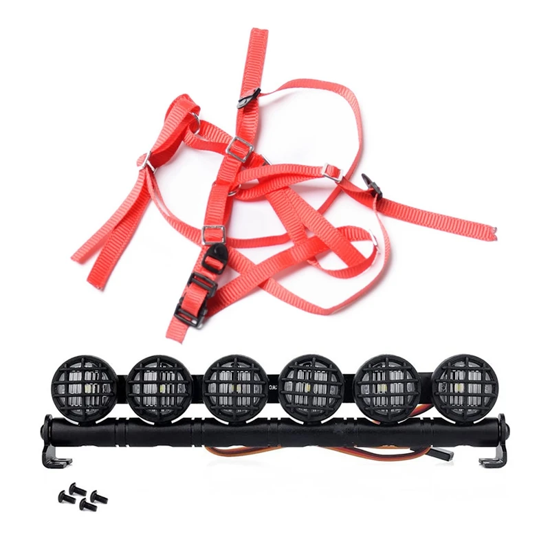 

2 Pcs RC Car Part: 1 Pcs RC Crawler Spare Tire Wheel Anti-Slip Belt & 1 Pcs 152Mm Multi-Function LED Light Bar